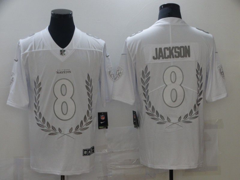 Men Baltimore Ravens #8 Jackson White Commemorative Edition Nike 2021 NFL Jersey->brooklyn nets->NBA Jersey